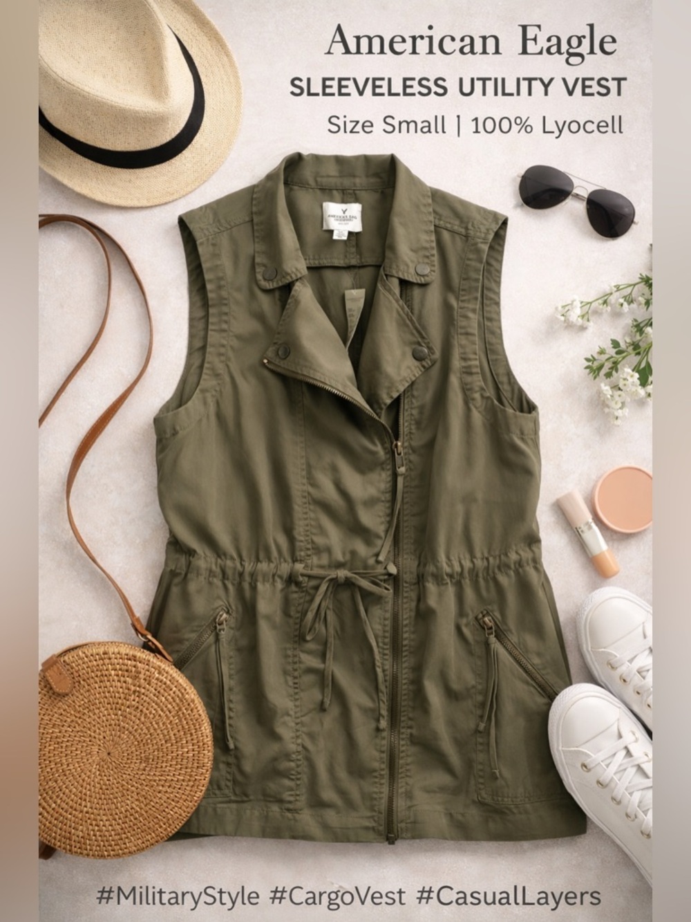 American Eagle Outfitters Sleeveless Utility Vest